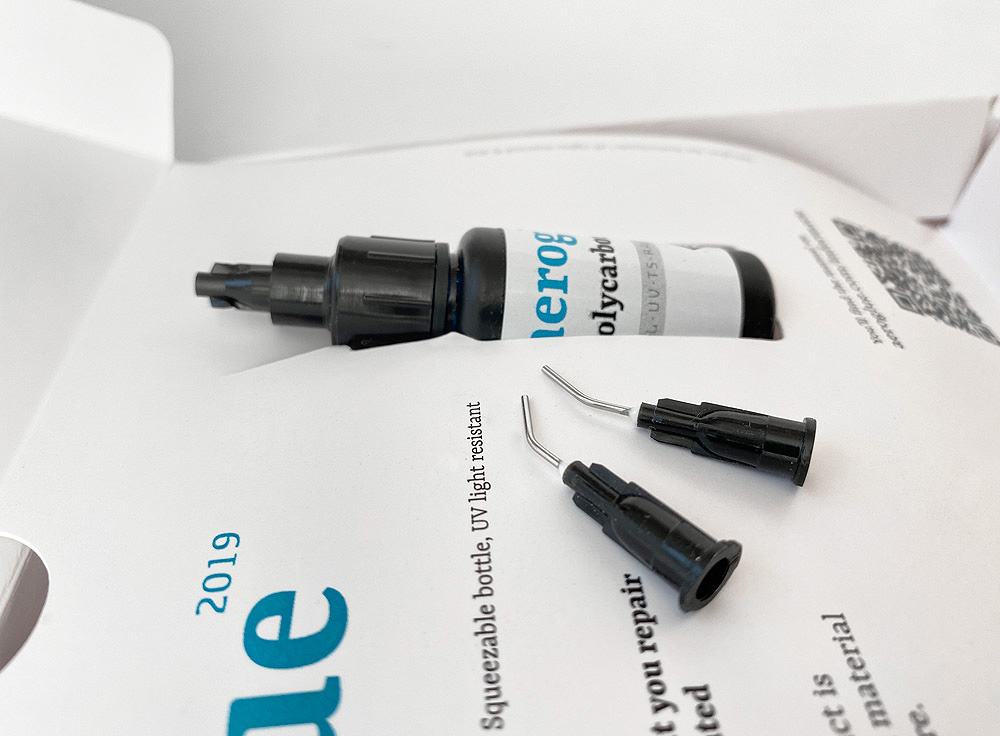 Aeroglue UV glue box opened